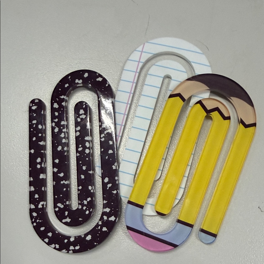 Yellow Pencil & Patterned Kids Paperclip Set